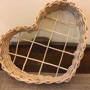 Large vintage woven heart wall basket